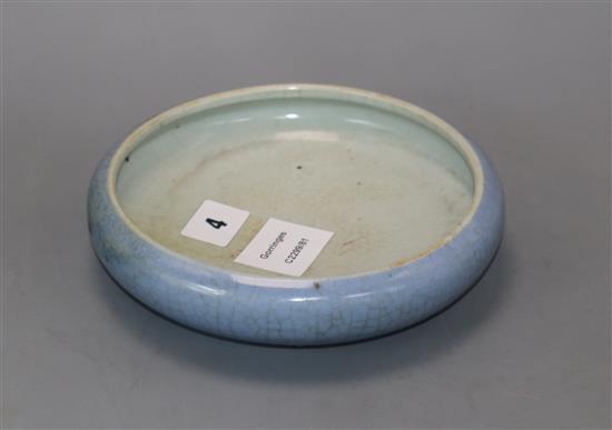 A Chinese blue crackle glaze brushwasher, 19th century